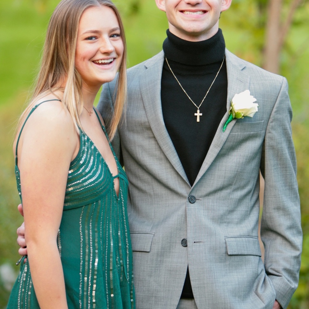 Free People Green Sequined Slip Dress